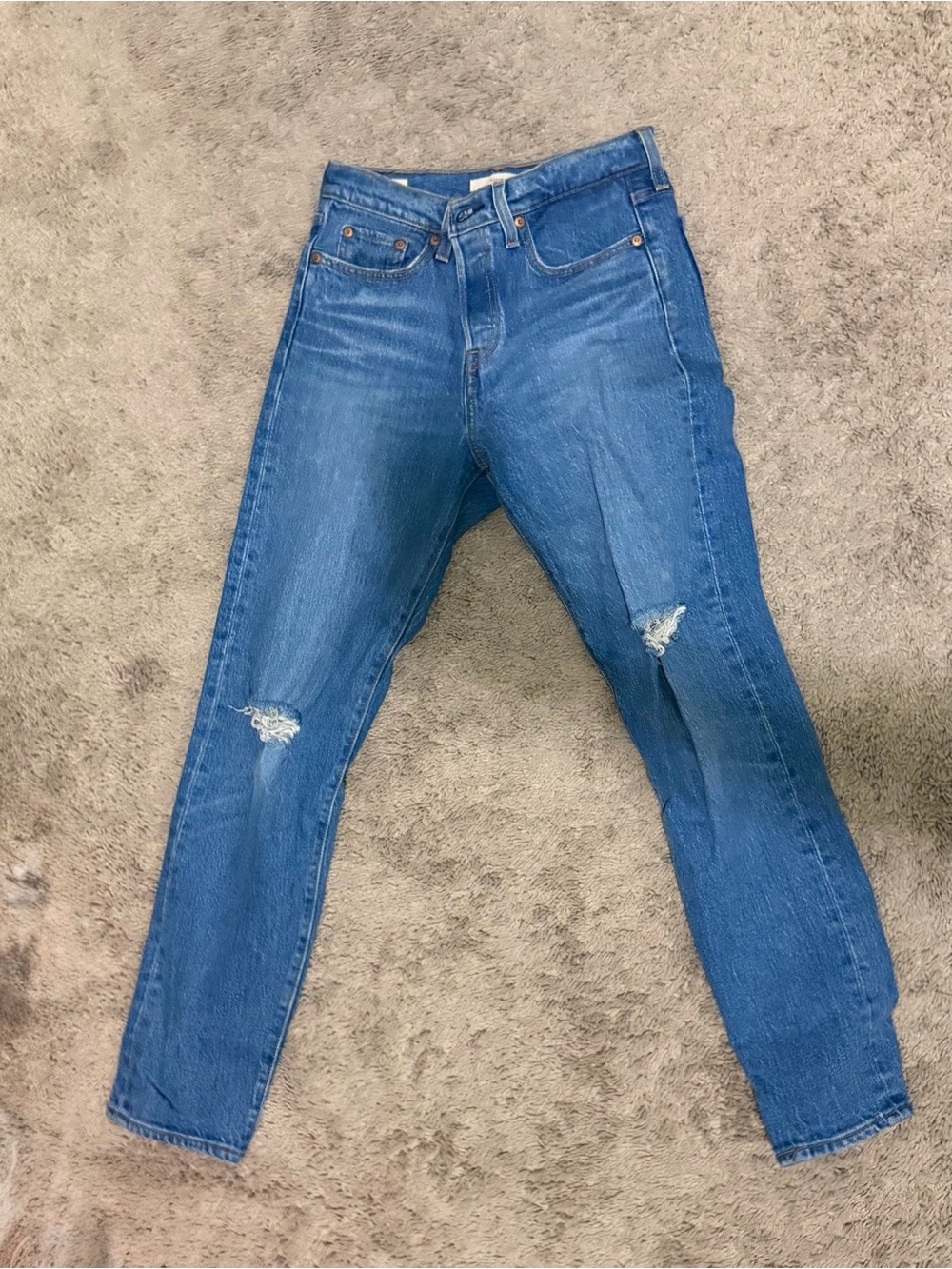 Levi's Distressed Mid-Blue Boyfriend Jeans